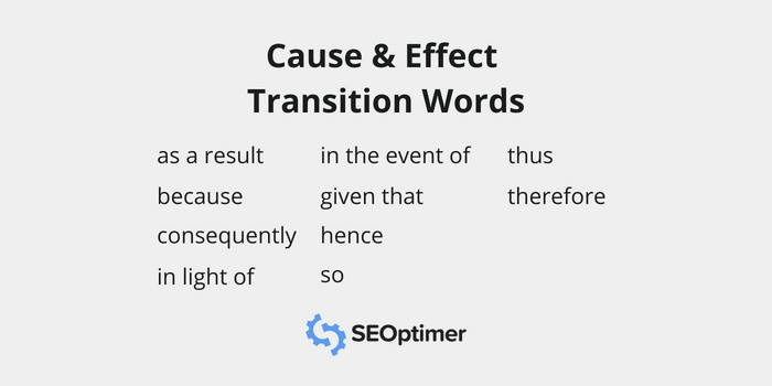 Ursache und Wirkung SEO-Übergangswörter